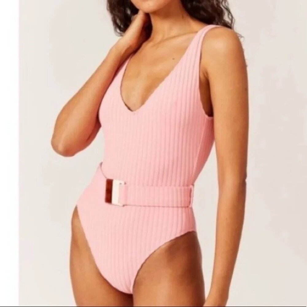 Solid & Striped The Michelle Belted One Piece Swimsuit Rose Size Large NWD !!!!